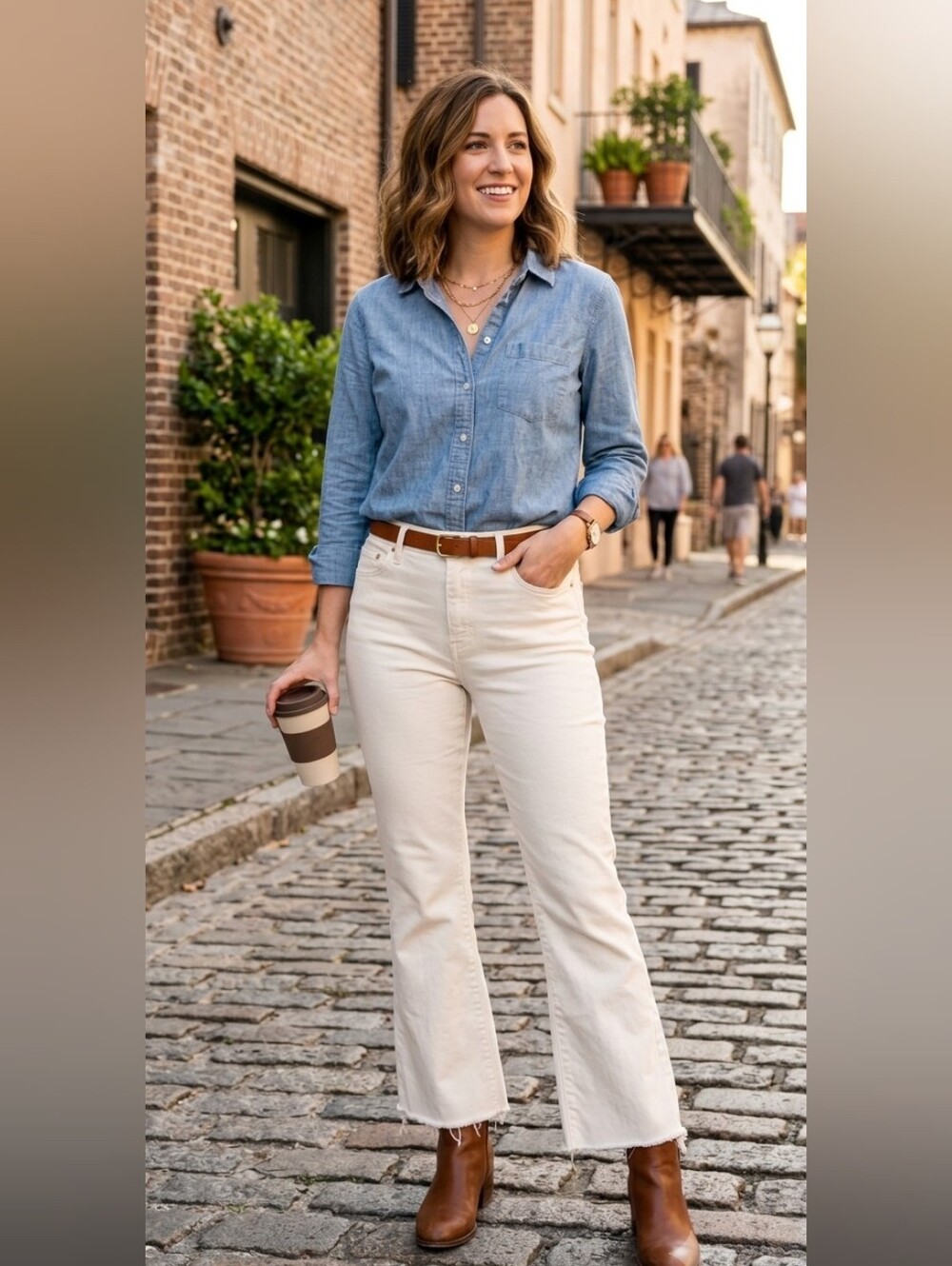 Ann Taylor White Crop Fringed Jeans